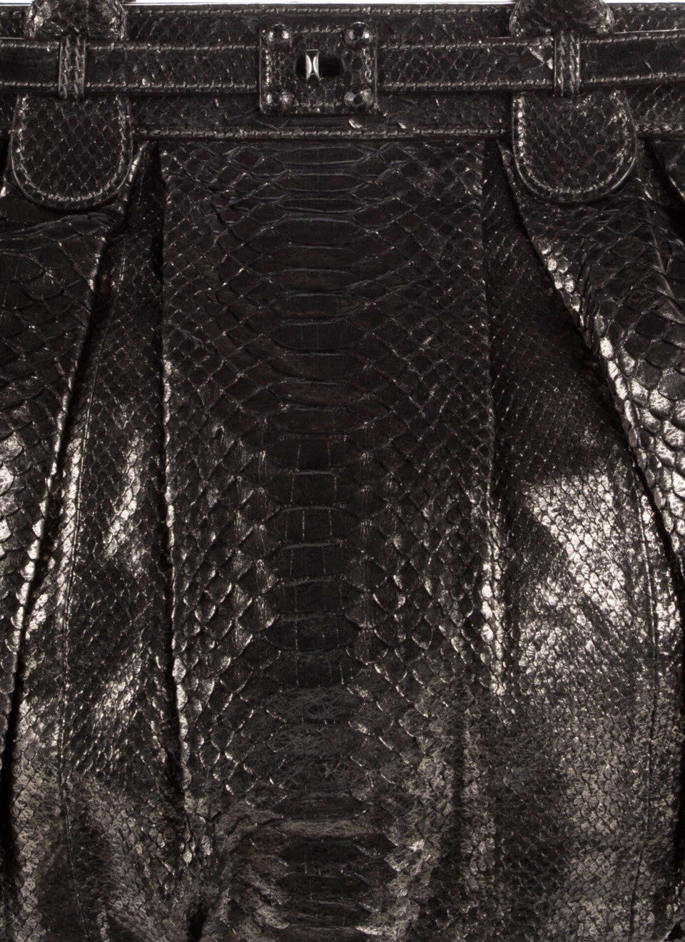 ❤️TODAY ONLY❤️ZAGLIANI METALLIC PEWTER LARGE PYTHON SNAKESKIN TOTE BAG