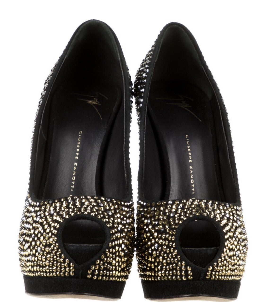 $1295 GIUSEPPE ZANOTTI SWAROVSKI CRYSTAL PLATFORM HEELS SZ 8.5 38.5