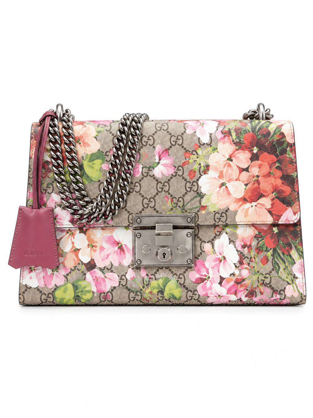 Gucci Padlock Shoulder Bag Blooms Print GG Coated Canvas Medium
