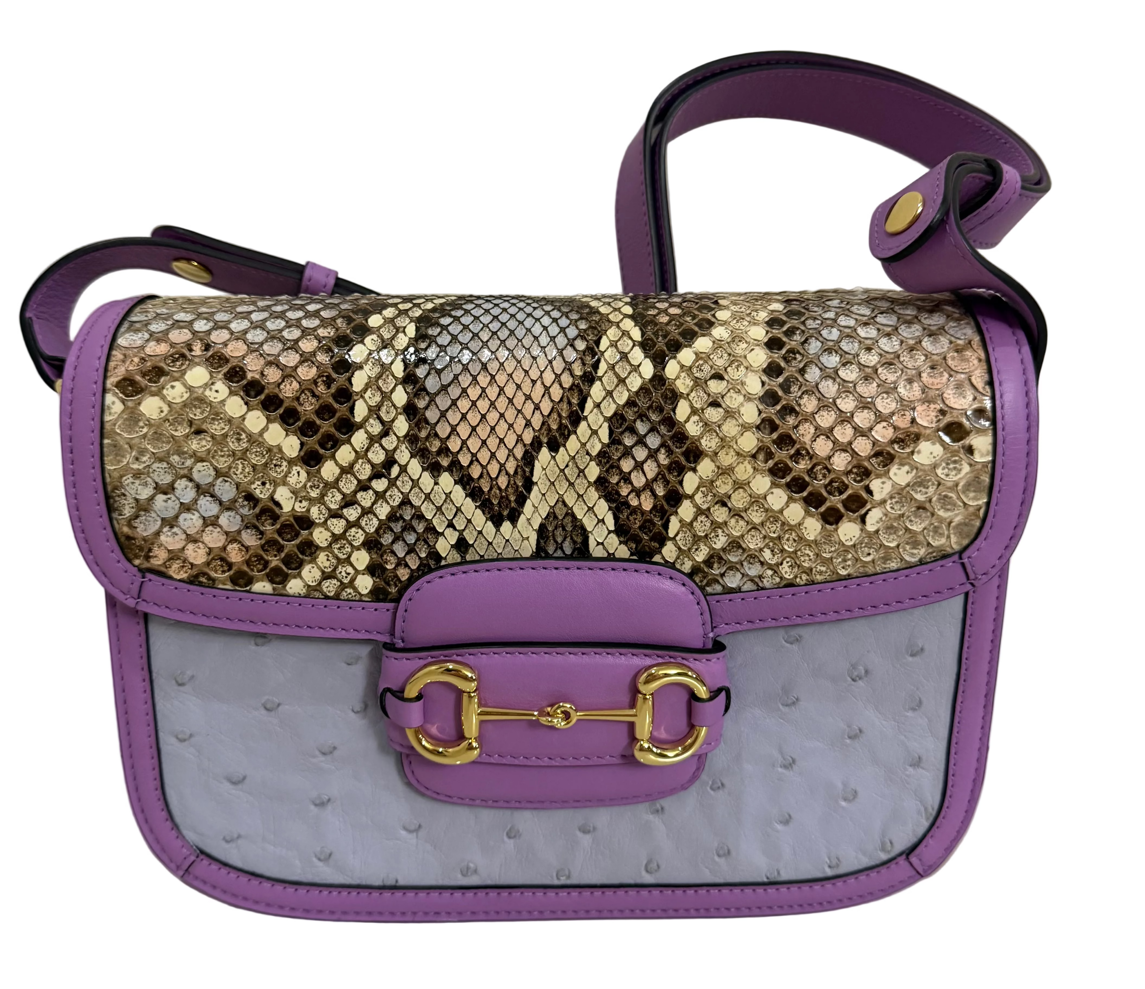 Gucci NWT Python and Ostrich 1955 shoulder bag