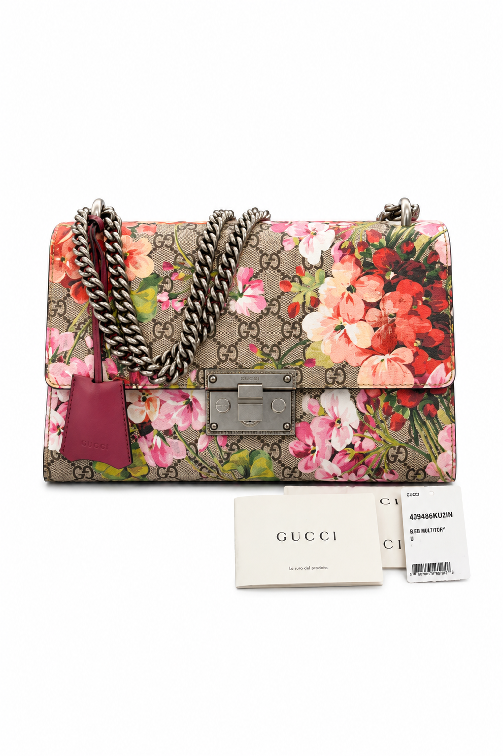 Gucci Padlock Shoulder Bag Blooms Print GG Coated Canvas Medium